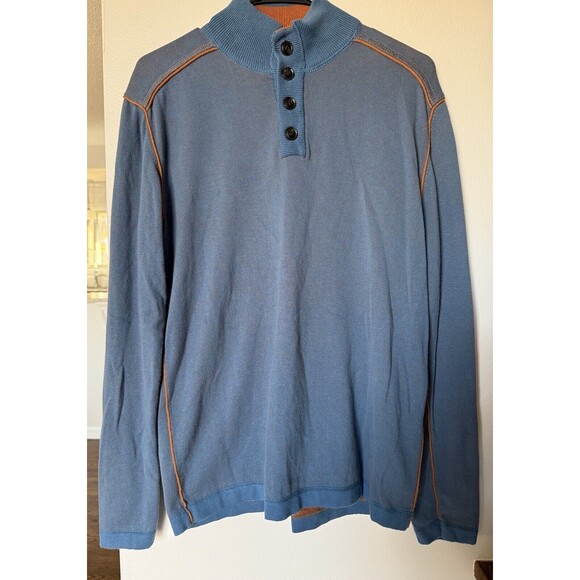 Sundance Men's Highland Stitch Henley 1/4 Sweater Blue Size Large Classiccore - Picture 1 of 7